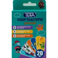 Набір пластирів Teta (Тета) дитячий на тканинній та полімерній основі, 7,2х1,9см та 7,2х2,5см №20