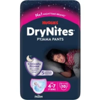 Підгузники-трусики нічні Huggies (Хагіс) Dry Nites для дівчаток 4-7 р. (17-30 кг) №10