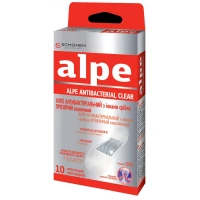 Пластир АЛПЕ прозорий антибактеріальний з іонами срібла класік (76*19 мм) №10
