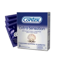 Презервативы латексные Contex Extra Sensation с большими точками и ребрами, 3 штуки