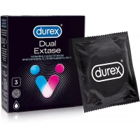 Презервативи латексні Durex Dual Extase рельєфні з анестетиком, 3 штуки