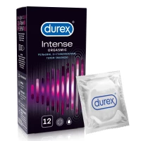 Презервативи латексні Durex Intense Orgasmic рельєфні, зі стимулюючим гелем-змазкою, 12 штук