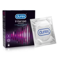 Презервативи латексні Durex Intense Orgasmic рельєфні, зі стимулюючим гелем-змазкою, 3 штуки