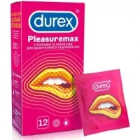 Презервативи латексні Durex Pleasuremax з ребрами і точками, 12 штук