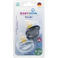 Пустушка Baby-Nova (Бебі-Нова) латексна кругла монохром синя №2