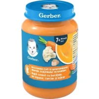 Пюре овочево-м'ясне Gerber (Гербер) Весняний суп зі шматочками овочів, індичкою та кропом з 7 міс. 190г