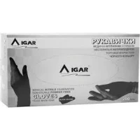 Перчатки смотровые IGAR нитриловые без пудры нестерильные, черные, размер S, пара