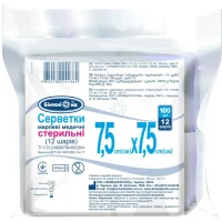 Салфетка медицинская стерильная марлевая 8-слойная Белоснежка 7,5х7,5см №100