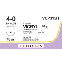 Шовный материал Викрил Плюс VCP315 №4-0 колючая игла 26мм/70см фиолетовый