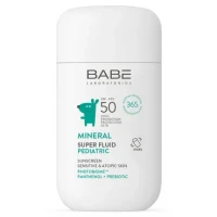 Супер-флюид солнцезащитный BABE (БАБЕ) Laboratorios Pediatric минеральный с физическими фильтрами, пантенолом и пребиотиком SPF50 50мл