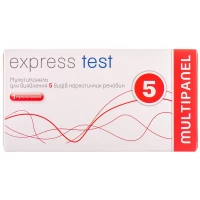 Тест Express Test мультипанель-5 для одночасного виявлення 5 видів наркотиків у сечі, 1 штука