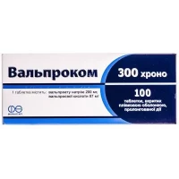 ВАЛЬПРОКОМ 300 Хроно таблетки пролонгованої дії по 300мг №100