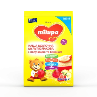 Молочна каша Milupa (Мілупа) Мультизлакова з полуницею і бананом 7+міс.210г-0