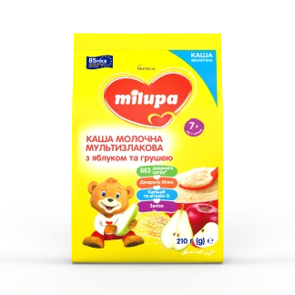 Молочна каша Milupa (Мілупа) Мультизлакова з яблуком і грушею 210 г-0