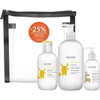 Набір BABE (БАБЕ) Laboratorios Pediatric: Гель для душу ніжний 50мл + Молочко для тіла зволожуюче 100мл + Шампунь екстрам'який 200мл-0