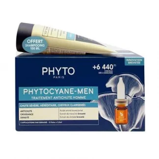 Набор Phyto (Фито) Phytocyane Men Anti-Hair Loss Treatment Set для мужчин против хронического выпадения волос (ампулы 12*3,5мл + шампунь 100мл)-0