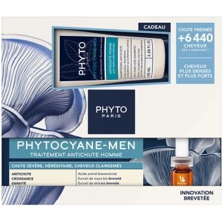 Набір Phyto (Фіто) Phytocyane Men Anti-Hair Loss Treatment Set для чоловіків проти хронічного випадання волосся (ампули 12*3,5мл + шампунь 100мл)-1