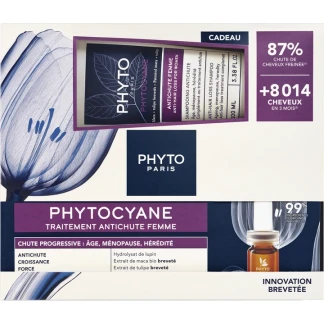 Набір Phyto (Фіто) Phytocyane Progressive Hair Loss Treatment For Women Set проти випадання волосся у жінок (ампули 12*5мл + шампунь 100мл)-1