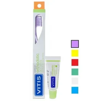 Набір Vitis (Вітіс) Orthodontic Access: Зубна щітка фіолетова + Зубна паста 15мл-0