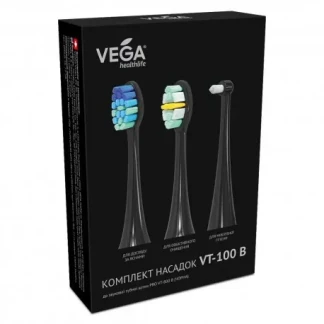 Насадки Vega (Вега) VT-100 B до звукової зубної щітки VT-800 B (чорні)-0