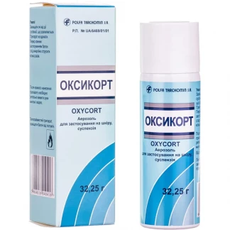 ОКСИКОРТ аерозоль для застосування на шкіру суспензія по (9,30 мг+3,10 мг)/г по 32,25 г-0
