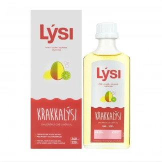 Омега-3 LYSI (Лиси) KIDS из печени трески и тунца с витаминами A, D, E + DHA-формула в жидкости со вкусом лимона, лайма и манго 240мл в стеклянной бутылке-0