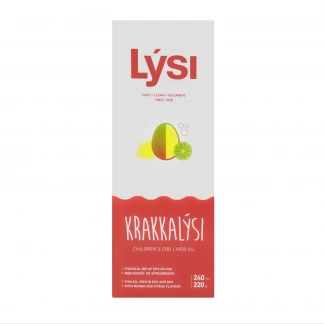 Омега-3 LYSI (Лиси) KIDS из печени трески и тунца с витаминами A, D, E + DHA-формула в жидкости со вкусом лимона, лайма и манго 240мл в стеклянной бутылке-1