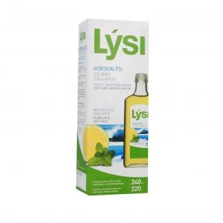 Омега-3 LYSI (Лиси) рыбий жир из печени трески с витаминами A, D, E в жидкости со вкусом лимона и мяты 240мл в стеклянной бутылке-5
