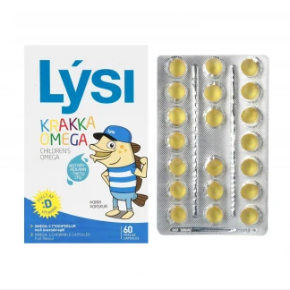 Омега-3 для детей LYSI (Лиси) с витамином D3 жевательные капсулы с фруктовым вкусом №60-0