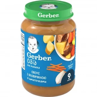 Овочево-м'ясне пюре Gerber (Гербер) Яловичина по-домашньому з морквою 190 г-0