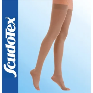 Чулки компрессионные Scudotex с резинкой силиконовая основа К2 микрофибра без миска р.6 черные Nero (441)-0