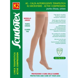 Чулки компрессионные Scudotex (Скудотекс) с резинкой, силиконовая основа, микрофибра, К2, р.5, бежевые (444)-0