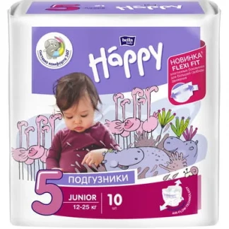 Підгузки дитячі Bella (Бела) Happy Baby Junior р.5 (12-25кг) №10 Підгузки дитячі Bella (Бела) Happy Baby Junior р.5 (12-25кг) №10-0