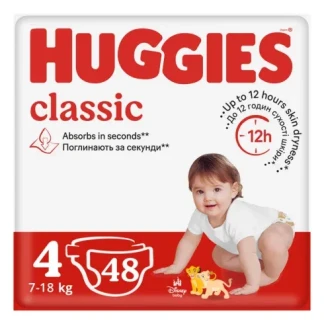 Подгузники Huggies (Хагис) Classic Jumbo р.4 (7-18 кг) №48-0