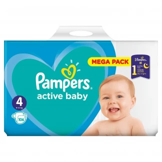 Подгузники детские Pampers (Памперс) Active Baby размер 4, 9-14 кг, 106 штук-0