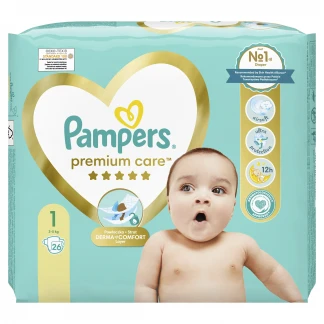 Підгузники дитячі Pampers (Памперс) Premium Care розмір 1, 2-5 кг, 26 штук-1
