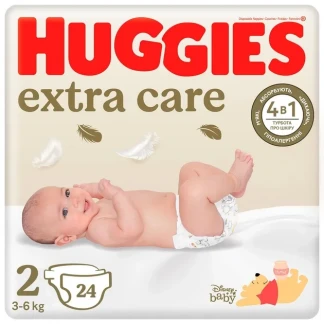 Підгузники Huggies (Хагіс) Extra Care р.2 (3-6кг) №24-0
