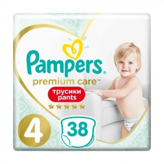 Подгузники-трусики детские Pampers (Памперс) Premium Care Pants размер 4, 9-15 кг, 38 штук-1