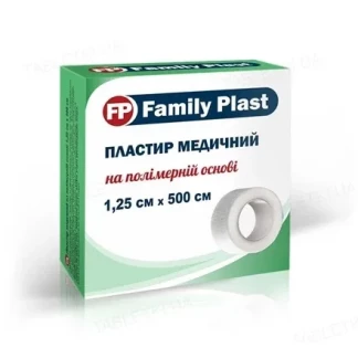 Пластир медичний «FP Family Plast» на полімерній основі 1,25 см х 500 см, 1 штука-0