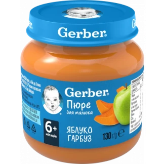 Плодово-овощное пюре Gerber (Гербер) Яблоко и тыква с 6 месяцев 130 г-0