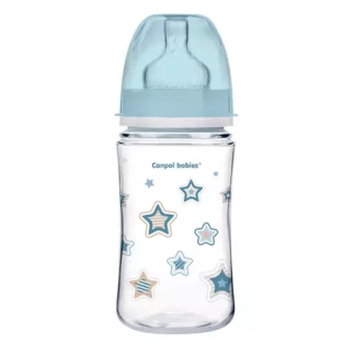 Бутылочка антиколиковая Canpol (Канпол) Babies EasyStart Newborn baby с широким отверстием 240 мл (35/217_blu)-0