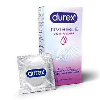Презервативы Durex Invisible Extra Lube №12-1