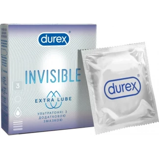 Презервативи Durex Invisible Extra Lube №3-0