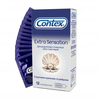 Презервативи латексні Contex Extra Sensation з великими точками і ребрами, 12 штук-0
