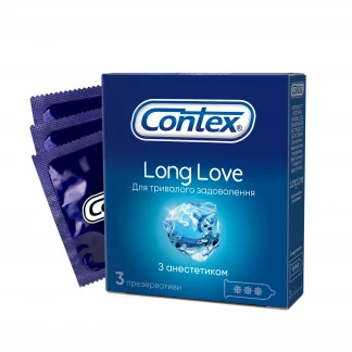 Презервативи латексні Contex Long Love з анестетиком, 3 штуки-0