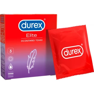 Презервативи латексні Durex Elite особливо тонкі, 3 штуки-1