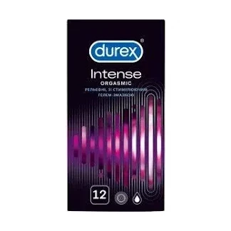 Презервативи латексні Durex Intense Orgasmic рельєфні, зі стимулюючим гелем-змазкою, 12 штук-0