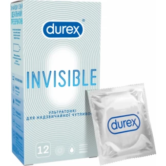 Презервативи латексні Durex Invisible ультратонкі, 12 штук-1