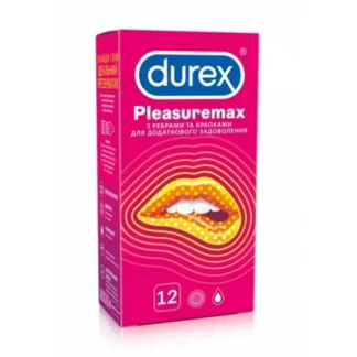Презервативи латексні Durex Pleasuremax з ребрами і точками, 12 штук-1