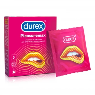 Презервативы латексные Durex Pleasuremax с ребрами и точками, 3 штуки-0